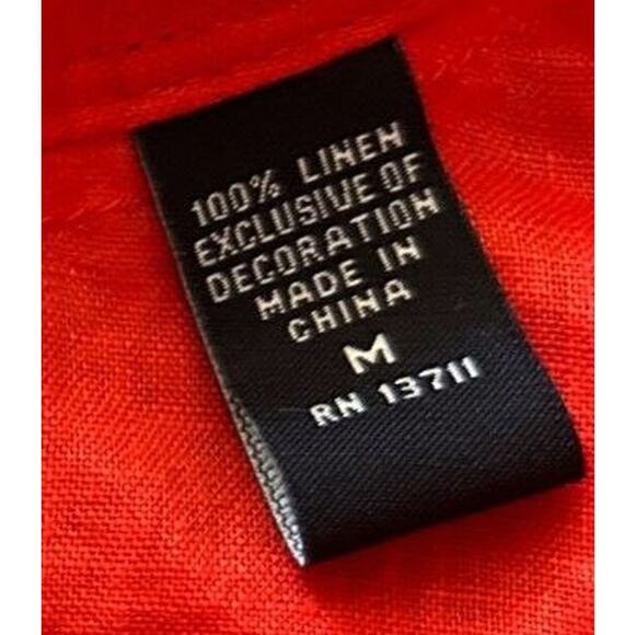 VALERIE STEVENS NWOT 100% Linen Orange Tone on Tone Floral Embroider Tunic Top M - Picture 5 of 6